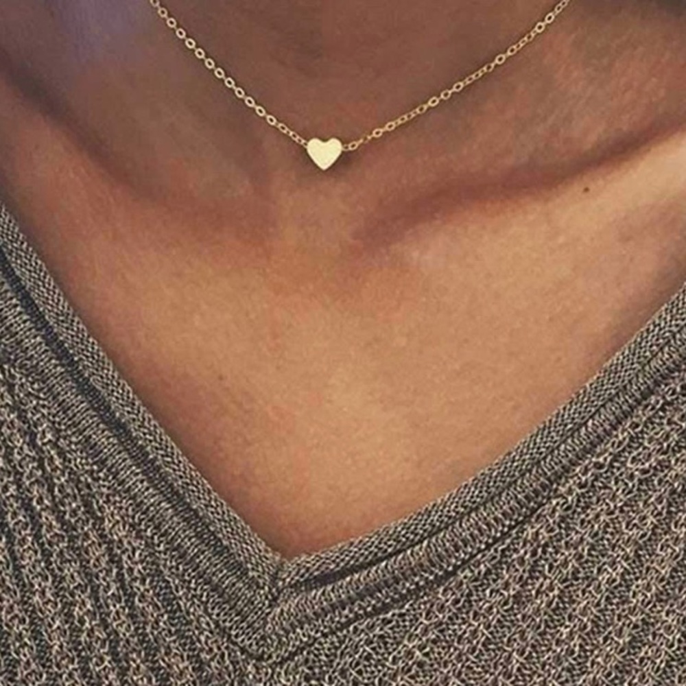 Gold Heart Choker Necklace